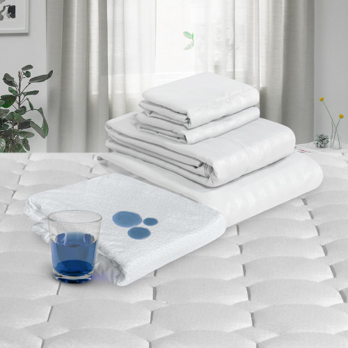 Combo Protector Impermeable + Jgo de Sábanas Hotelero