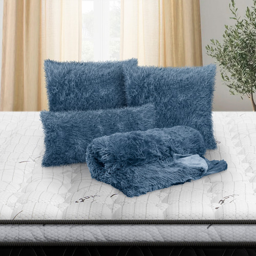 Combo Cobija Fluffy + 2 Cojines Fluffy 55x55 + Cojín Fluffy 30x60