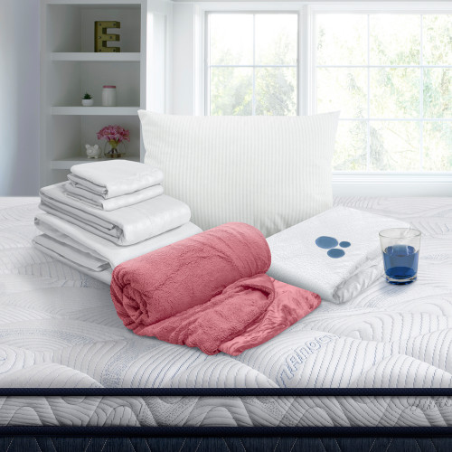 Combo Protector Impermeable + Jgo de Sábanas + Almohada Polycotton + Cobija Ovejera