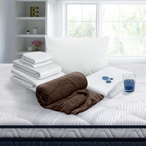 Combo Protector Impermeable + Jgo de Sábanas + Almohada Polycotton + Cobija Ovejera